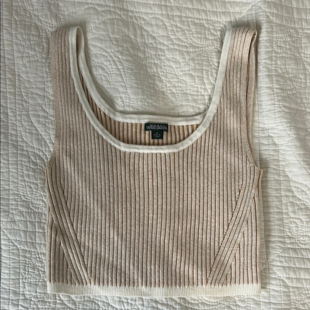 Wild Fable Tan Crop Top with Ribbed Texture